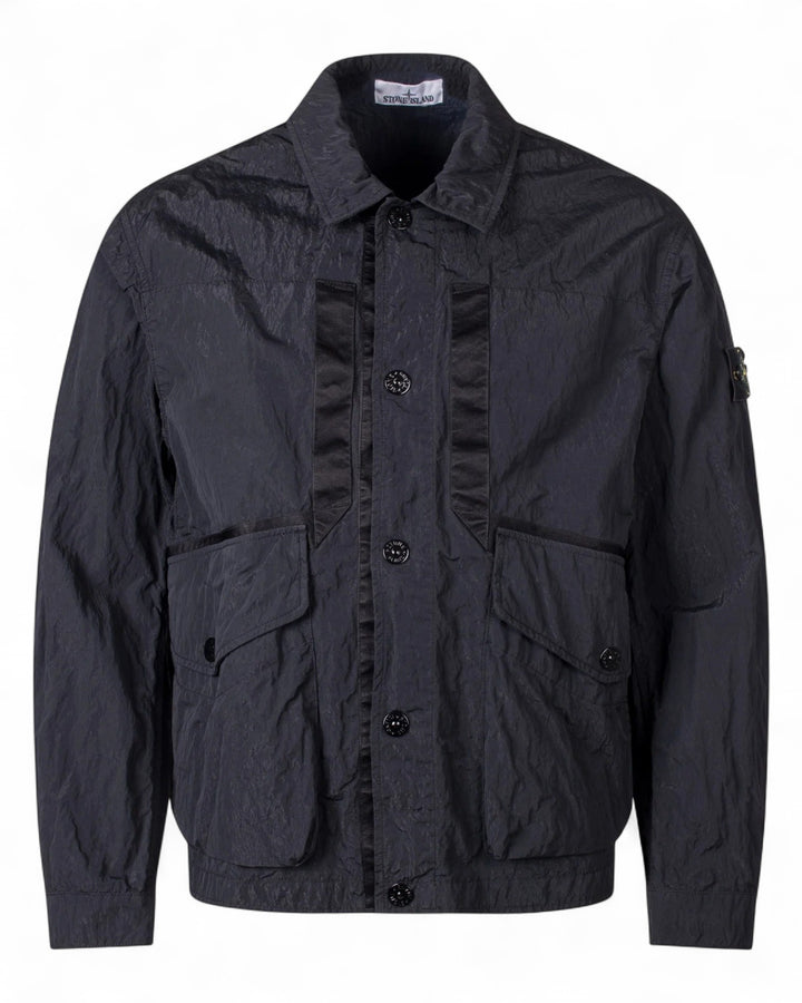 Stone Island Black Stone Island Warp Rib Nylon-TC Coach Jacket — front