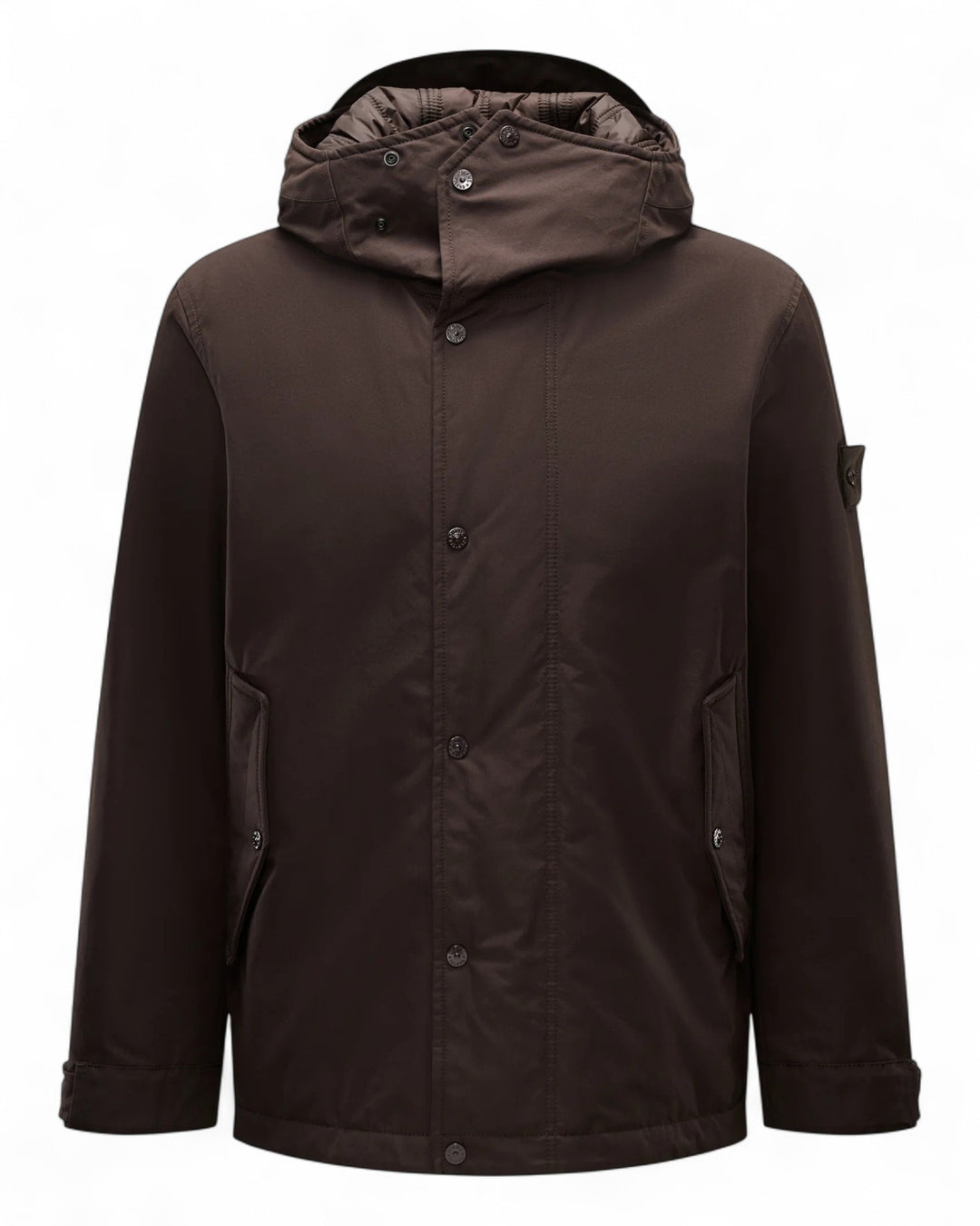 Stone Island Dark Brown Stone Island Ghost Wool Nylon Flannel Hooded Parka — front