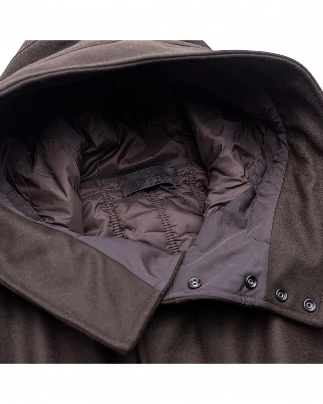 Stone Island Dark Brown Stone Island Ghost Wool Nylon Flannel Hooded Parka — front