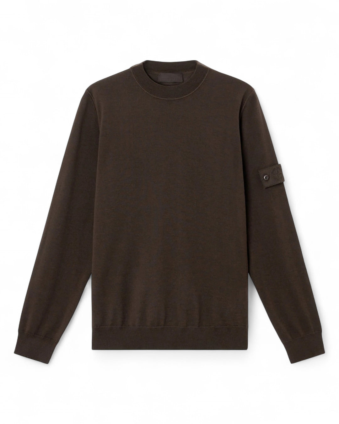 Stone Island Navy Stone Island Light Pure RWS Wool S.I. Ghost Crewneck Jumper HAS BROWN ON IT TOO — front