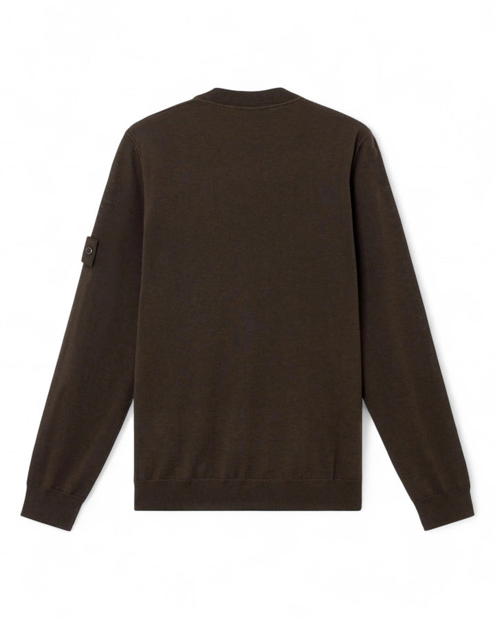 Stone Island Navy Stone Island Light Pure RWS Wool S.I. Ghost Crewneck Jumper HAS BROWN ON IT TOO — front