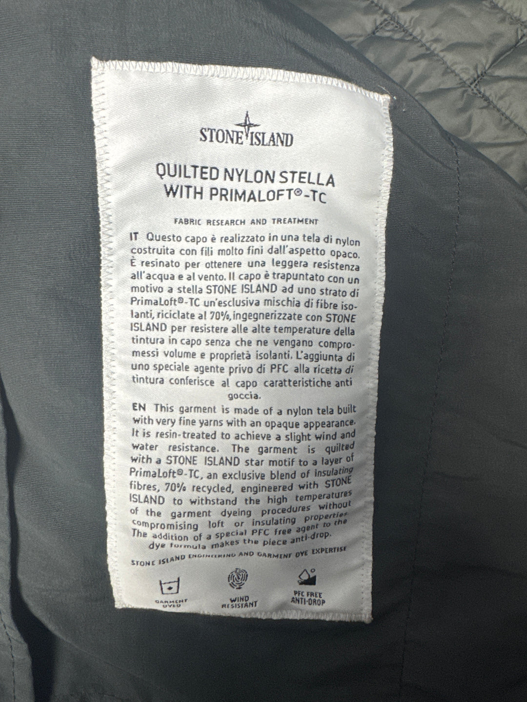 Stone Island Ultralight Nylon Quilted TC Jacket with Anti-Drop