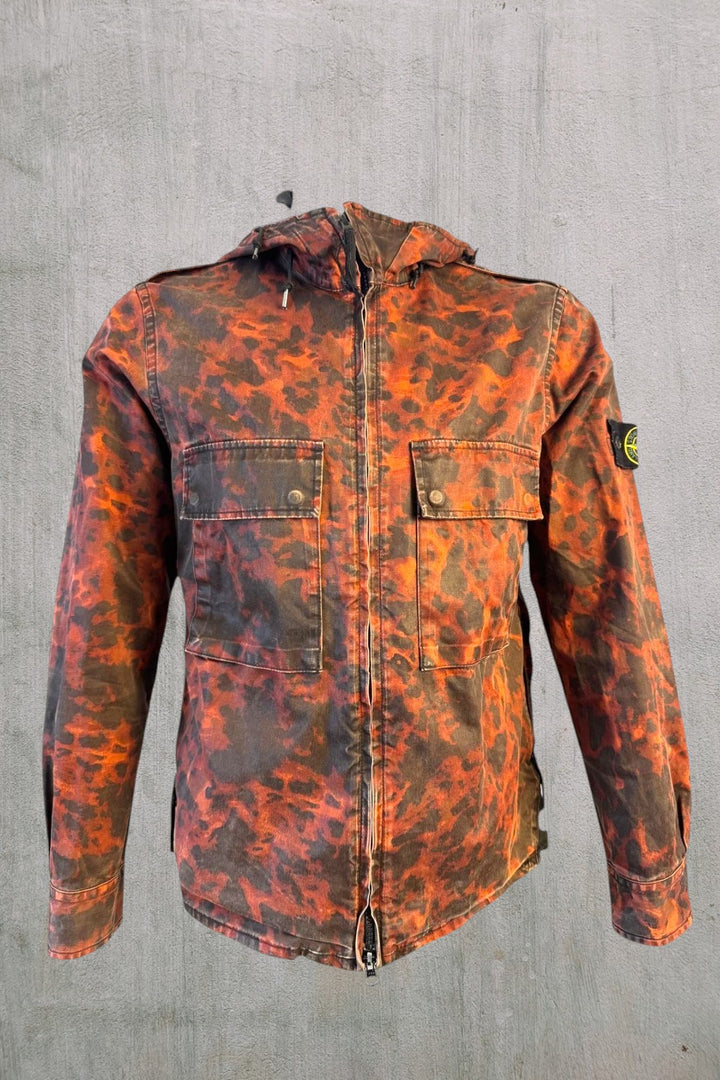 Stone Island Red Tortoise Shell Camo Hooded Jacket