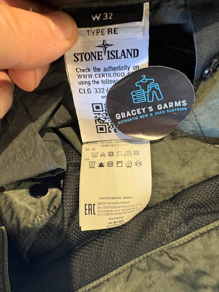 Stone Island Green Nylon Raso-TC Helicopter Cargo Trousers Type RE