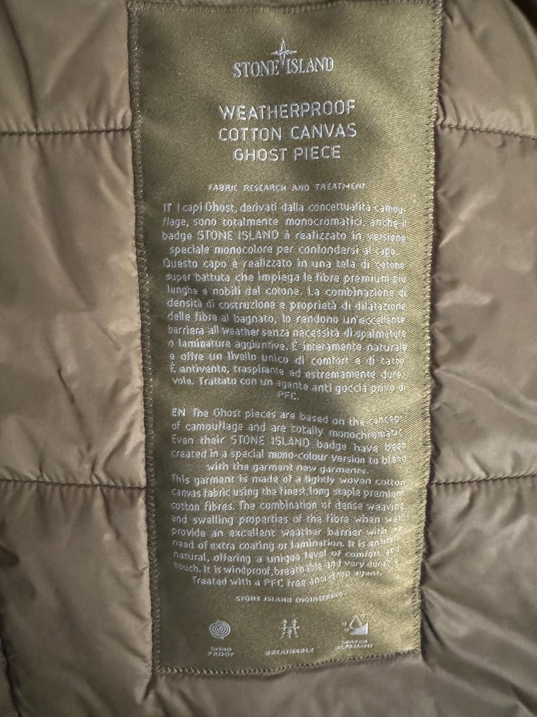 Stone Island Weatherproof Cotton Canvas Ghost Piece