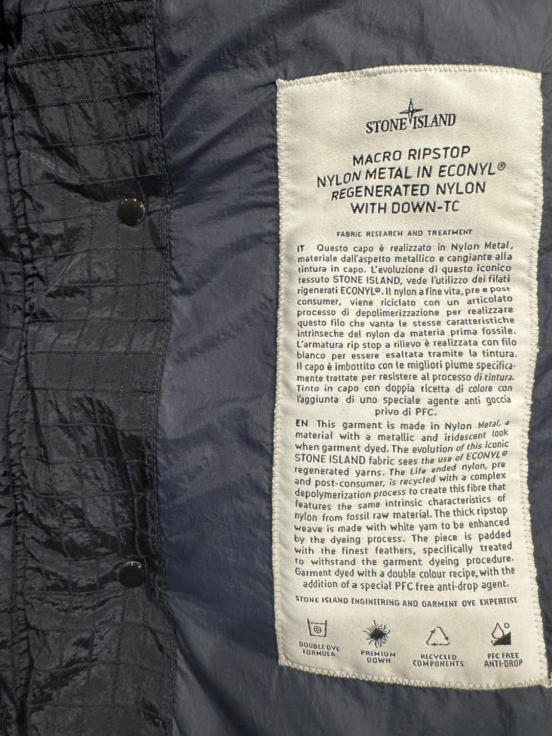 Stone Island Macro Ripstop Nylon Metal In Econyl Regenerated Nylon with Down-TC