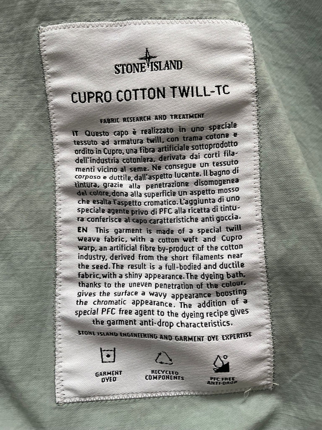 Stone Island Cupro Cotton Twill-TC Bomber Jacket