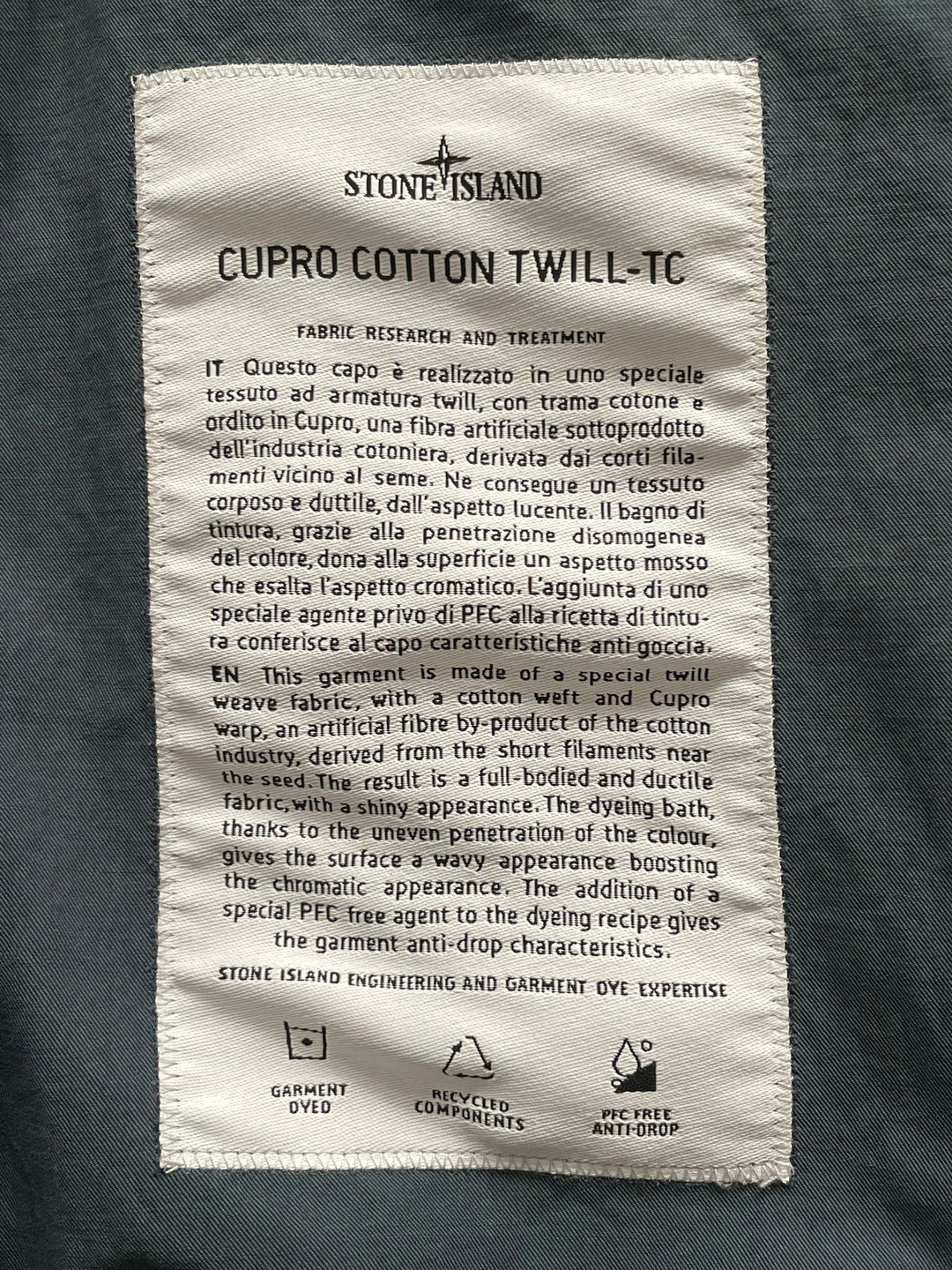 Stone Island Cupro Cotton Twill-TC Bomber Jacket