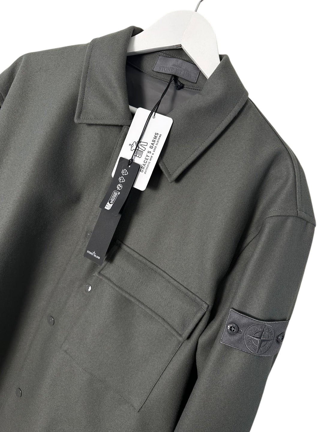 Stone Island Ghost Piece Wool Nylon Flannel Overshirt - X Large