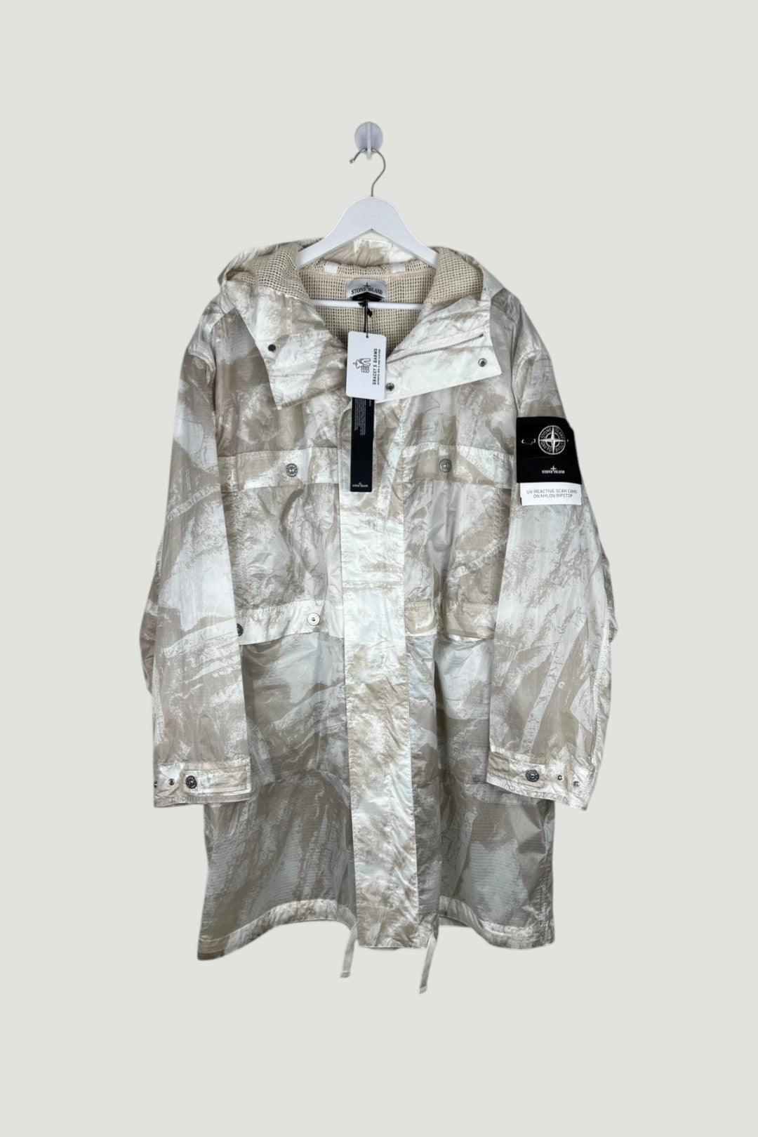 Stone Island UV-Reactive Scan Camo On Nylon Ripstop Parka - X Large & XX Large