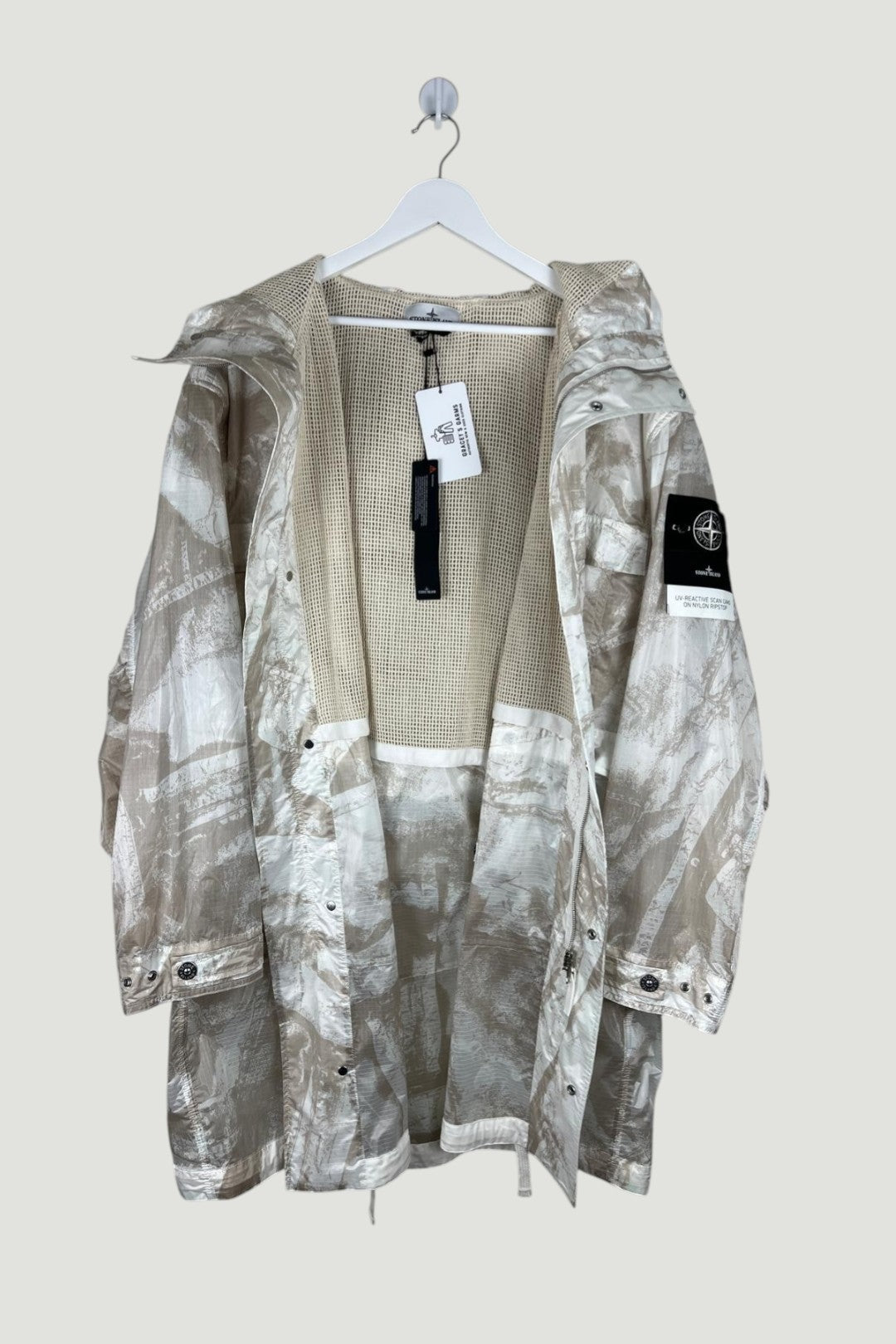 Stone Island UV-Reactive Scan Camo On Nylon Ripstop Parka - X Large & XX Large