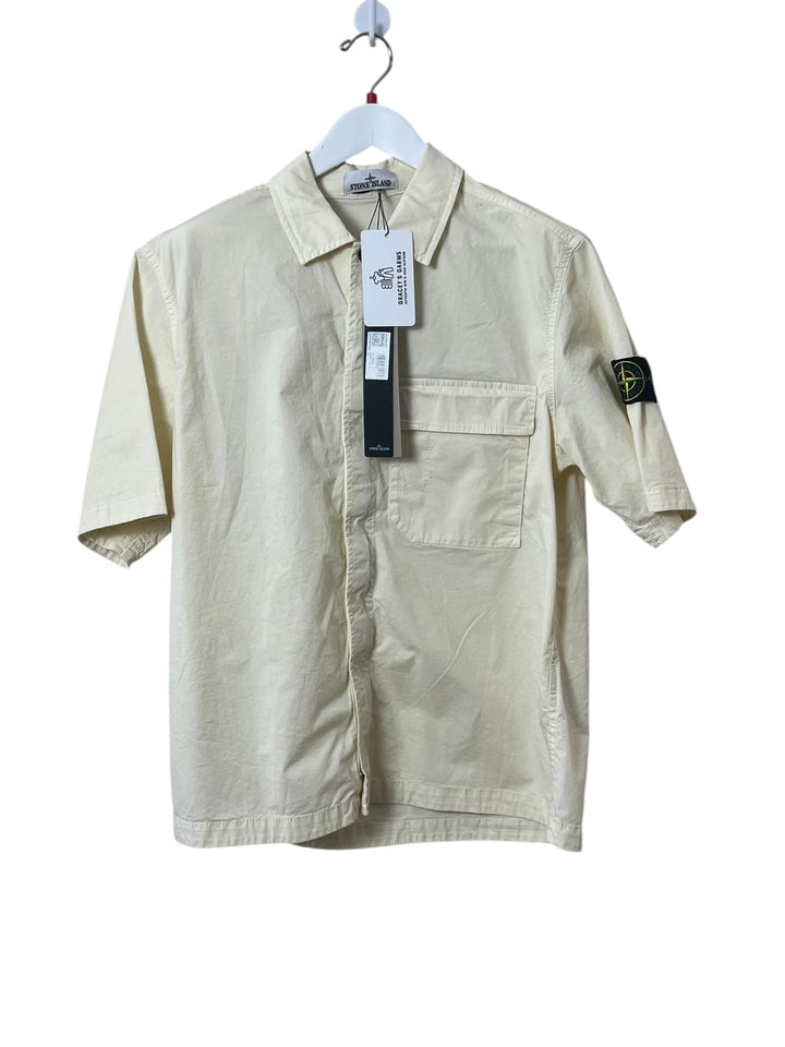 Stone Island Stretch Organic Cotton Twill Short Sleeve Shirt