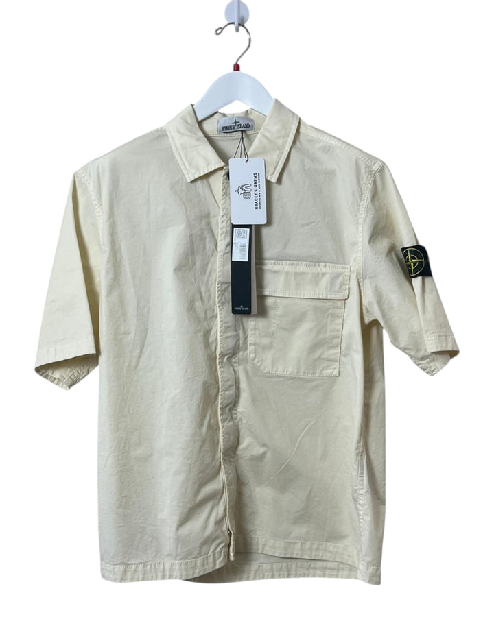 Stone Island Stretch Organic Cotton Twill Short Sleeve Shirt