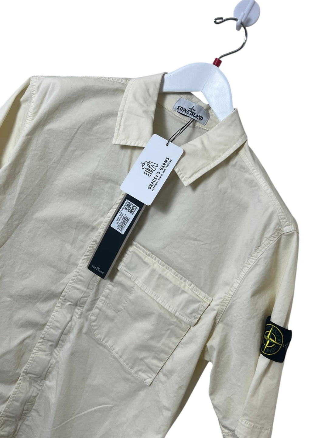 Stone Island Stretch Organic Cotton Twill Short Sleeve Shirt