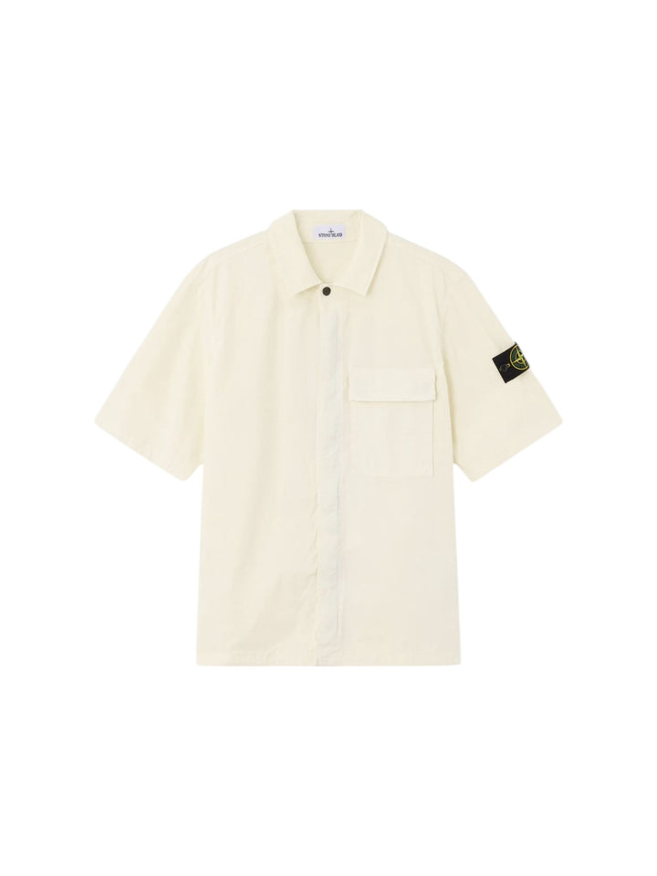 Stone Island Stretch Organic Cotton Twill Short Sleeve Shirt