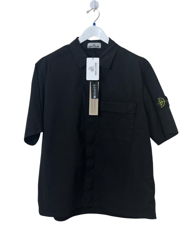 Stone Island Stretch Organic Cotton Twill Short Sleeve Shirt