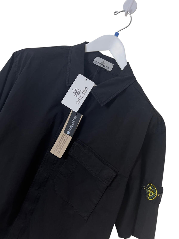 Stone Island Stretch Organic Cotton Twill Short Sleeve Shirt