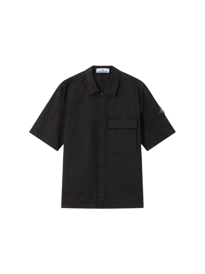 Stone Island Stretch Organic Cotton Twill Short Sleeve Shirt