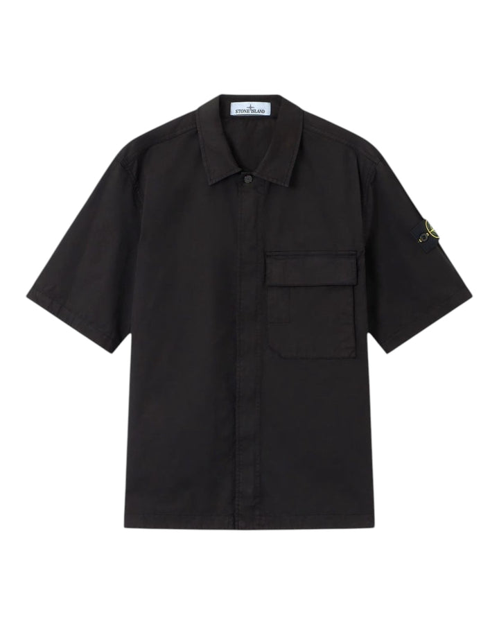 Stone Island Stretch Organic Cotton Twill Short Sleeve Shirt