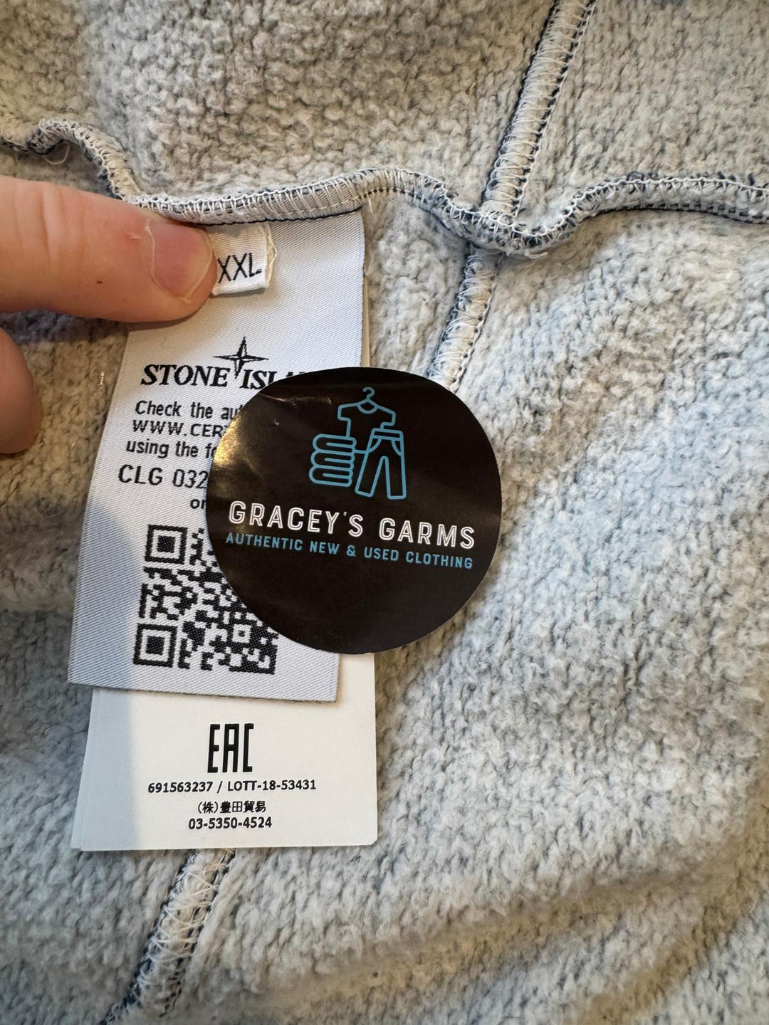 Stone Island Full Zip Marl Sweater with Packable Hood
