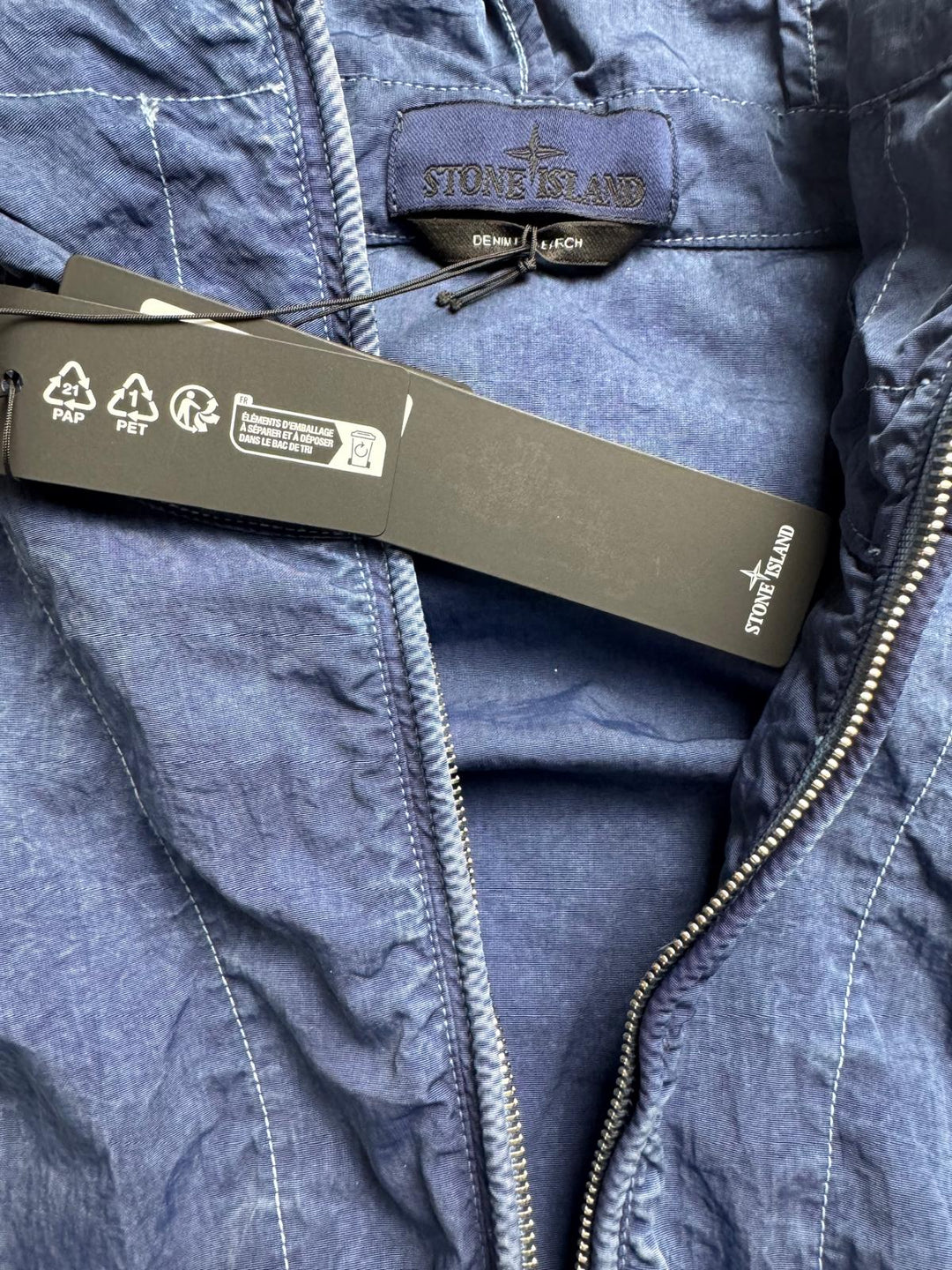 Stone Island Hollow Fibre Nylon Indigo-TC + Marmo Corrosion Hooded Anorak