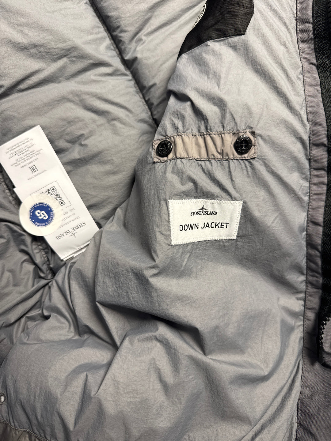 Stone Island Garment Dyed Crinkle Reps NY Hooded Down Jacket with Anti-drop