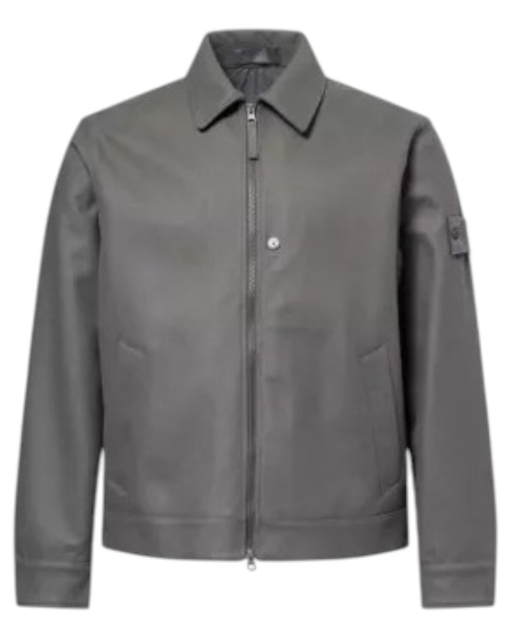 Stone Island Ghost Piece Zip-Up Flannel Overshirt.