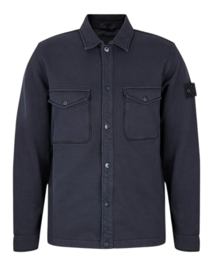 Stone Island Ghost Piece Heavy Organic Cotton Fleece Collared Overshirt