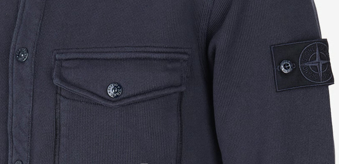 Stone Island Ghost Piece Heavy Organic Cotton Fleece Collared Overshirt