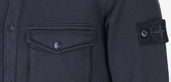 Stone Island Ghost Piece Heavy Organic Cotton Fleece Collared Overshirt
