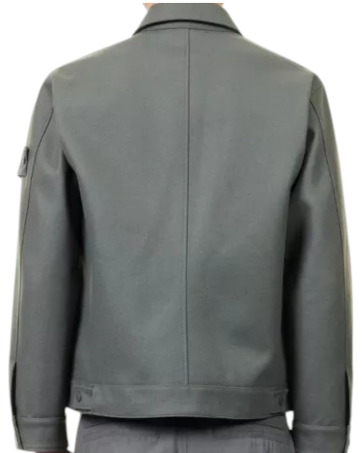 Stone Island Ghost Piece Zip-Up Flannel Overshirt.