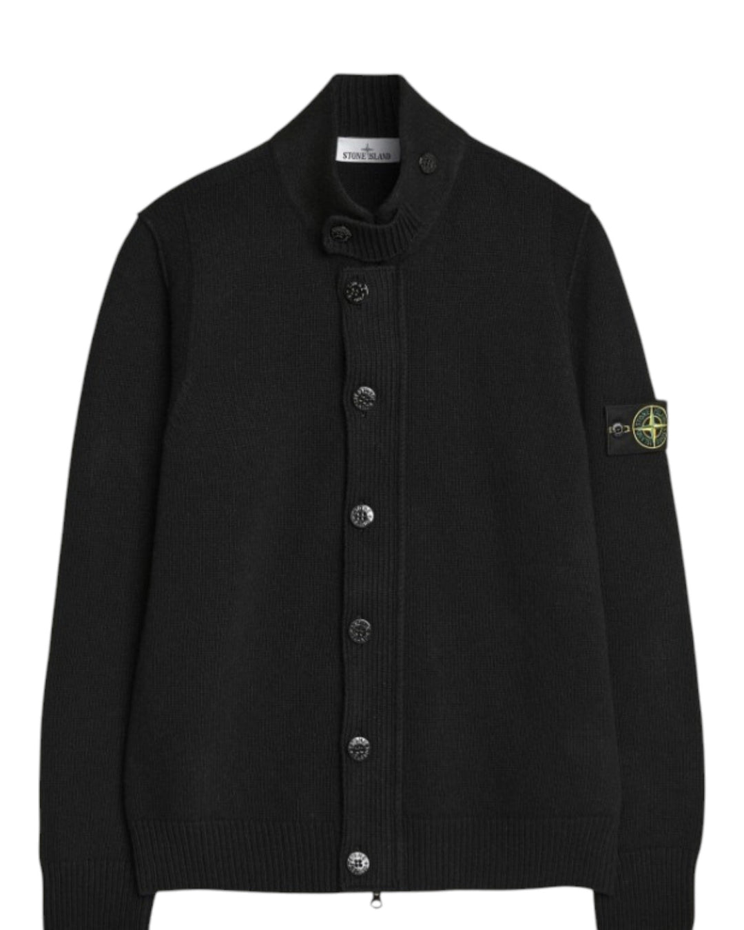 Stone Island Lambswool Full Zip Cardigan with Button Placket
