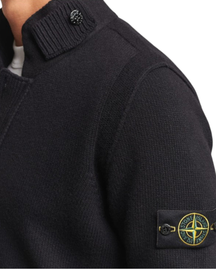 Stone Island Lambswool Full Zip Cardigan with Button Placket