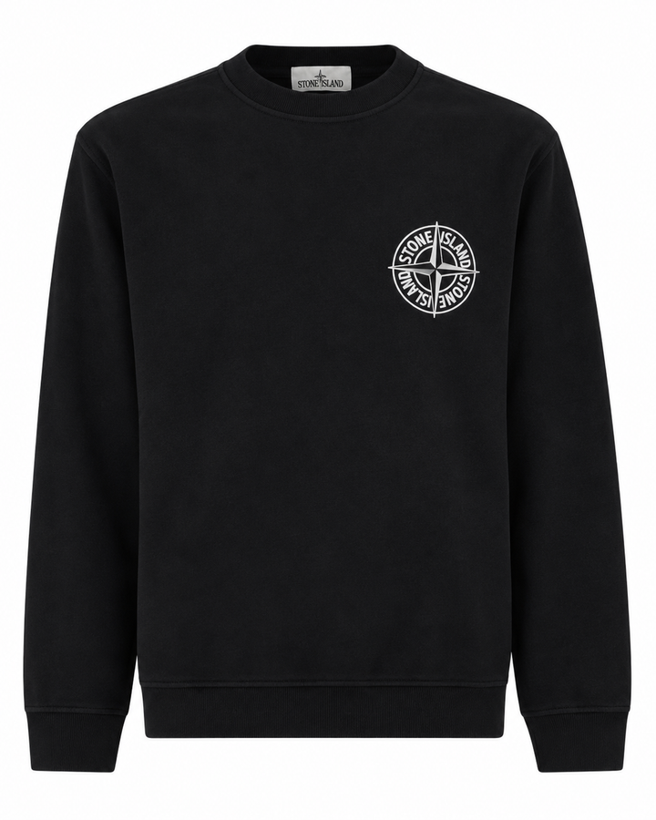 Stone Island Oversized-Fit Crewneck Sweatshirt with 'Outline Compass' Print Cotton Fleece