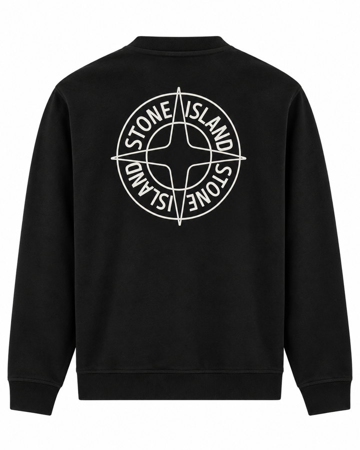 Stone Island Oversized-Fit Crewneck Sweatshirt with 'Outline Compass' Print Cotton Fleece