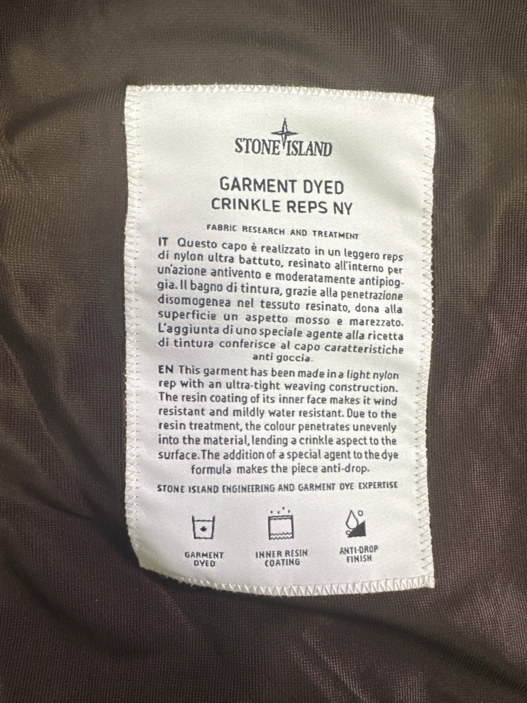 Stone Island Garment Dyed Crinkle Reps NY Hooded Jacket