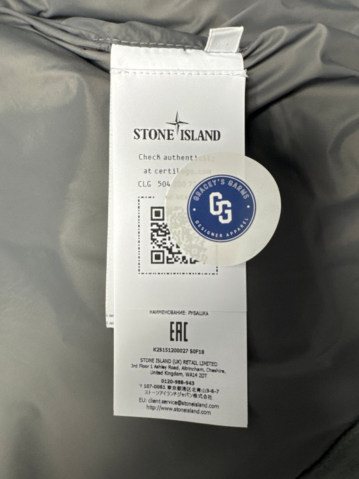 Stone Island Ghost Piece Zip-Up Flannel Overshirt.