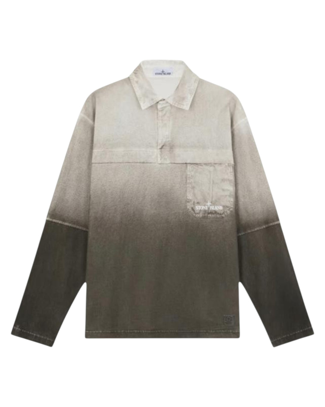 Stone Island Oxide Spray Closed Loop Project Long Sleeve Polo Shirt