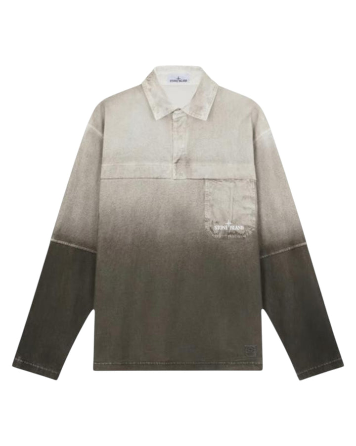 Stone Island Oxide Spray Closed Loop Project Long Sleeve Polo Shirt