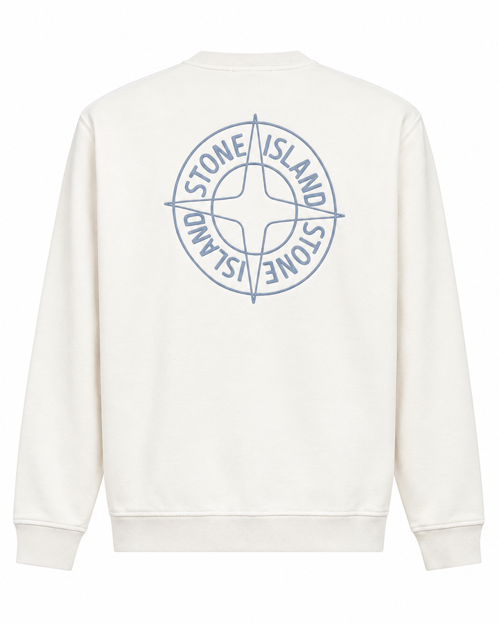 Stone Island Oversized-Fit Crewneck Sweatshirt with 'Outline Compass' Print Cotton Fleece