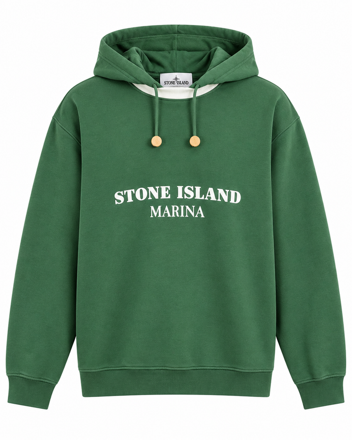Stone Island Marina Cotton Fleece Oversized Hooded Sweatshirt