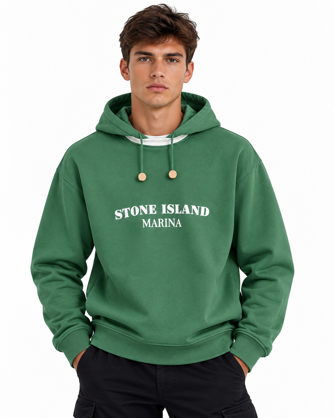 Stone Island Marina Cotton Fleece Oversized Hooded Sweatshirt