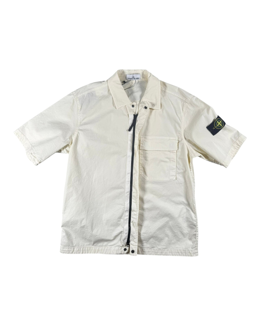 Stone Island Stretch Organic Cotton Twill Short-Sleeve Shirt