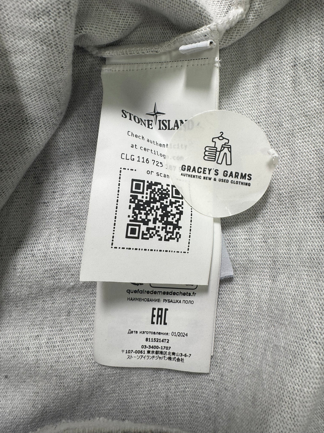 Stone Island Oxide Spray Closed Loop Project Long Sleeve Polo Shirt