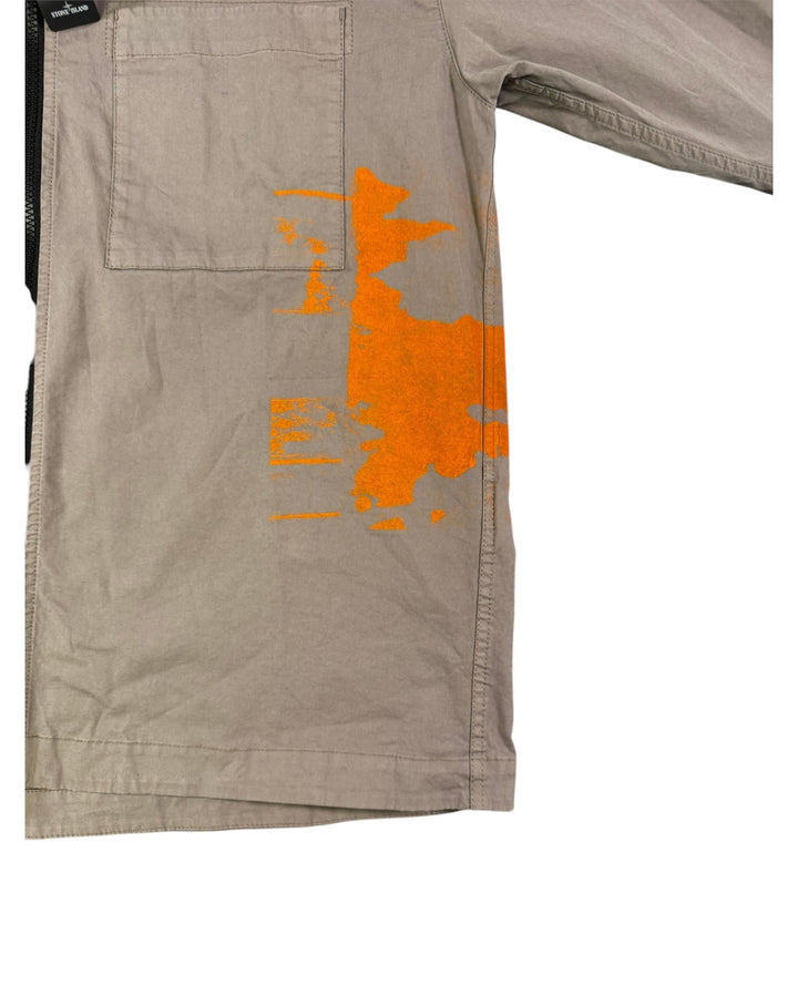 Stone Island Graphic Cotton Twill Stretch Zip-Up Overshirt