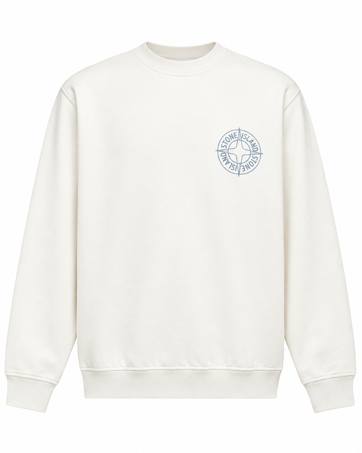 Stone Island Oversized-Fit Crewneck Sweatshirt with 'Outline Compass' Print Cotton Fleece
