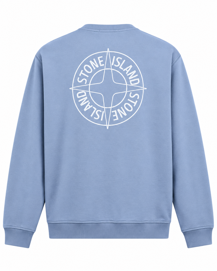 Stone Island Oversized-Fit Crewneck Sweatshirt with 'Outline Compass' Print Cotton Fleece