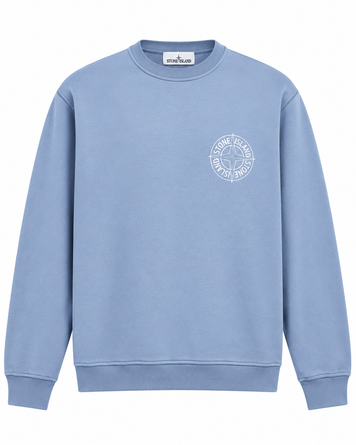 Stone Island Oversized-Fit Crewneck Sweatshirt with 'Outline Compass' Print Cotton Fleece