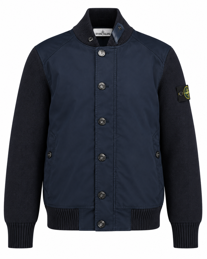 Stone Island Bio-Raso with Bio-Alloy™ Light Cover-TC & Knit Hybrid Bomber Jacket
