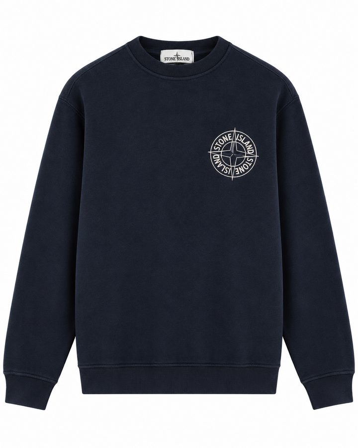 Stone Island Oversized-Fit Crewneck Sweatshirt with 'Outline Compass' Print Cotton Fleece